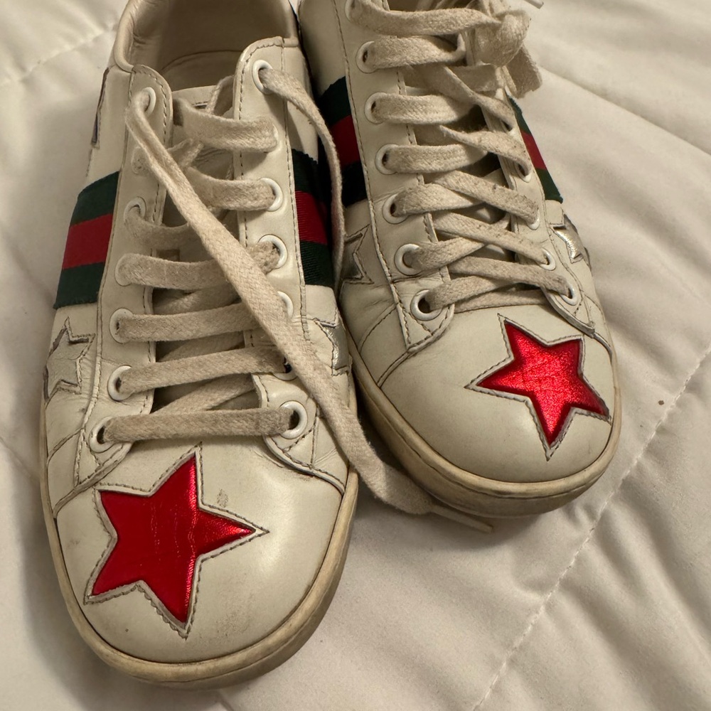Gucci White and Red Star Sneakers